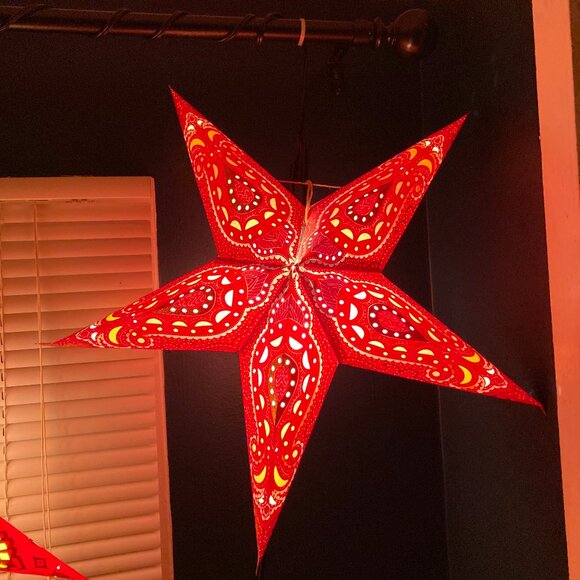 3 Star Paper Lanterns + Triple Socket Cord! Whimsigoth Cottagecore Cozy Hygge - Picture 5 of 5